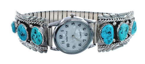 Native American Zuni Turquoise Sterling Silver Watch JX126491